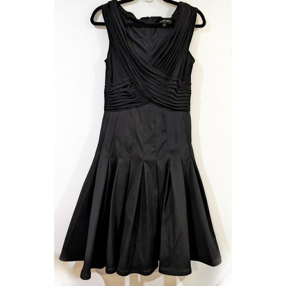 TADASHI Shoji | Black Taffeta Fit And Flare Dress - Picture 2 of 9